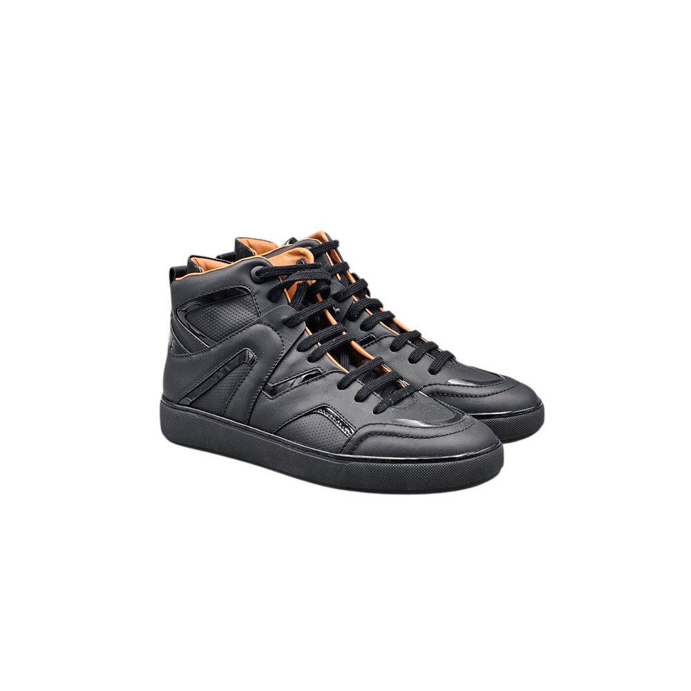 Ermenegildo Zegna Tiago Black Leather High Top Sneakers Mens Size 10 US A5212X